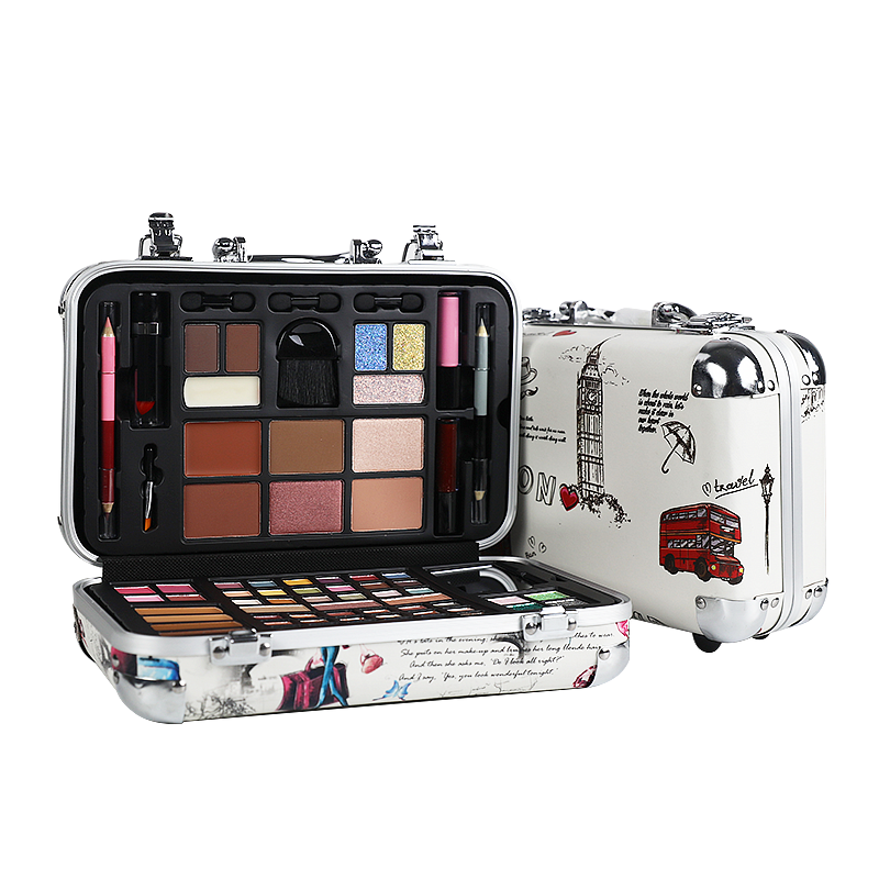 Girl Cosmetic Compact Eye Shadow Lipstick Set Paris Train Case (1)